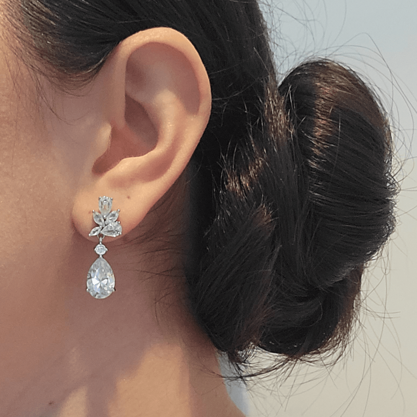 Elegant Silver Crystal Statement Drop Earrings