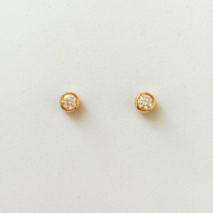 Moissanite Bezel Stud Earrings 18K Gold Plated