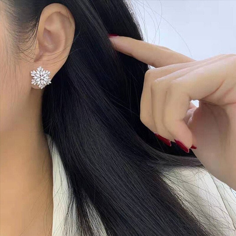 Dazzling Snowflake Stud Earrings