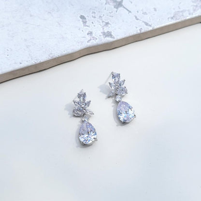 Elegant Silver Crystal Statement Drop Earrings