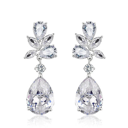 Elegant Silver Crystal Statement Drop Earrings