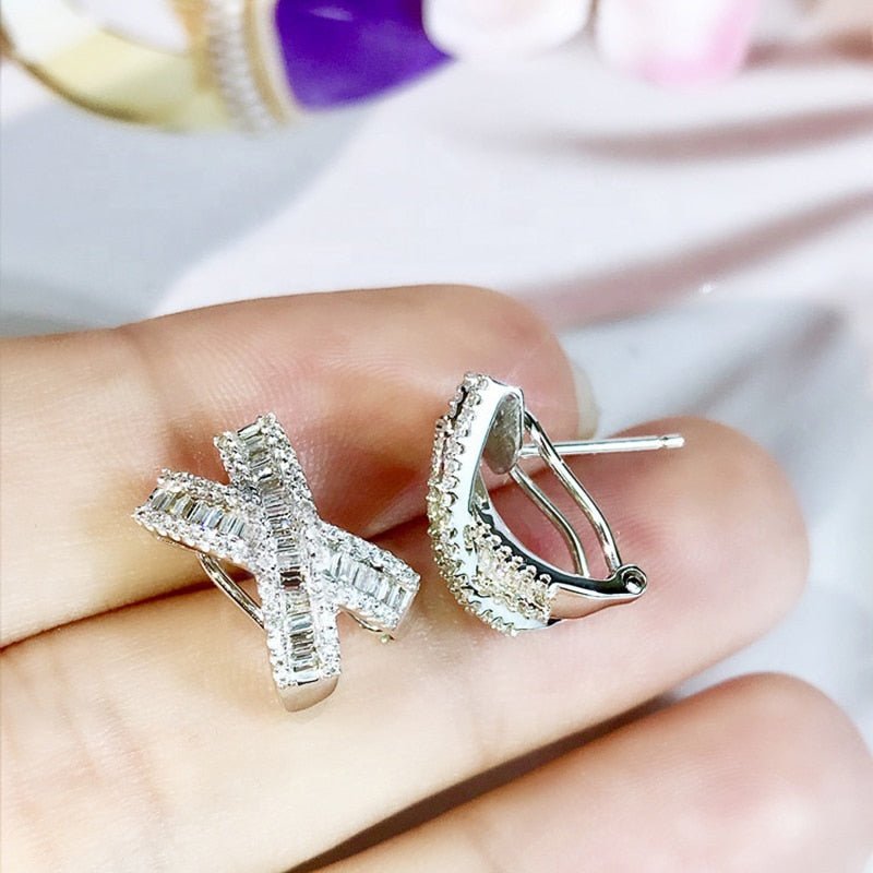 Fancy Art Deco Geometric Stud Earrings