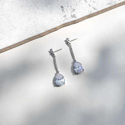 Luxurious Silver Crystal Drop Earrings
