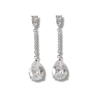 Luxurious Silver Crystal Drop Earrings
