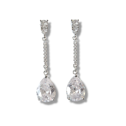 Luxurious Silver Crystal Drop Earrings