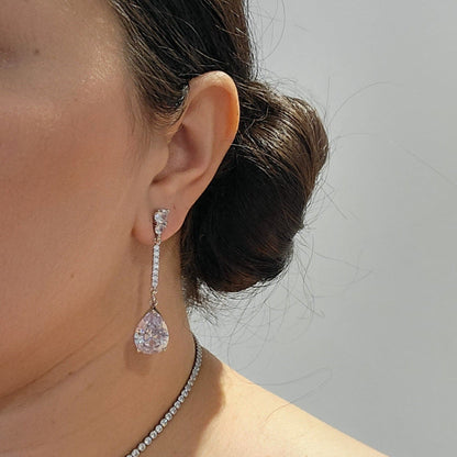 Luxurious Silver Crystal Drop Earrings