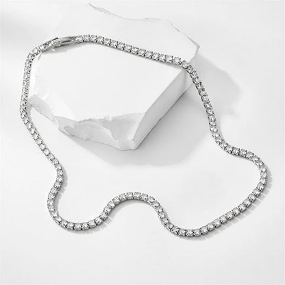 Round Cut Crystal Tennis Necklace