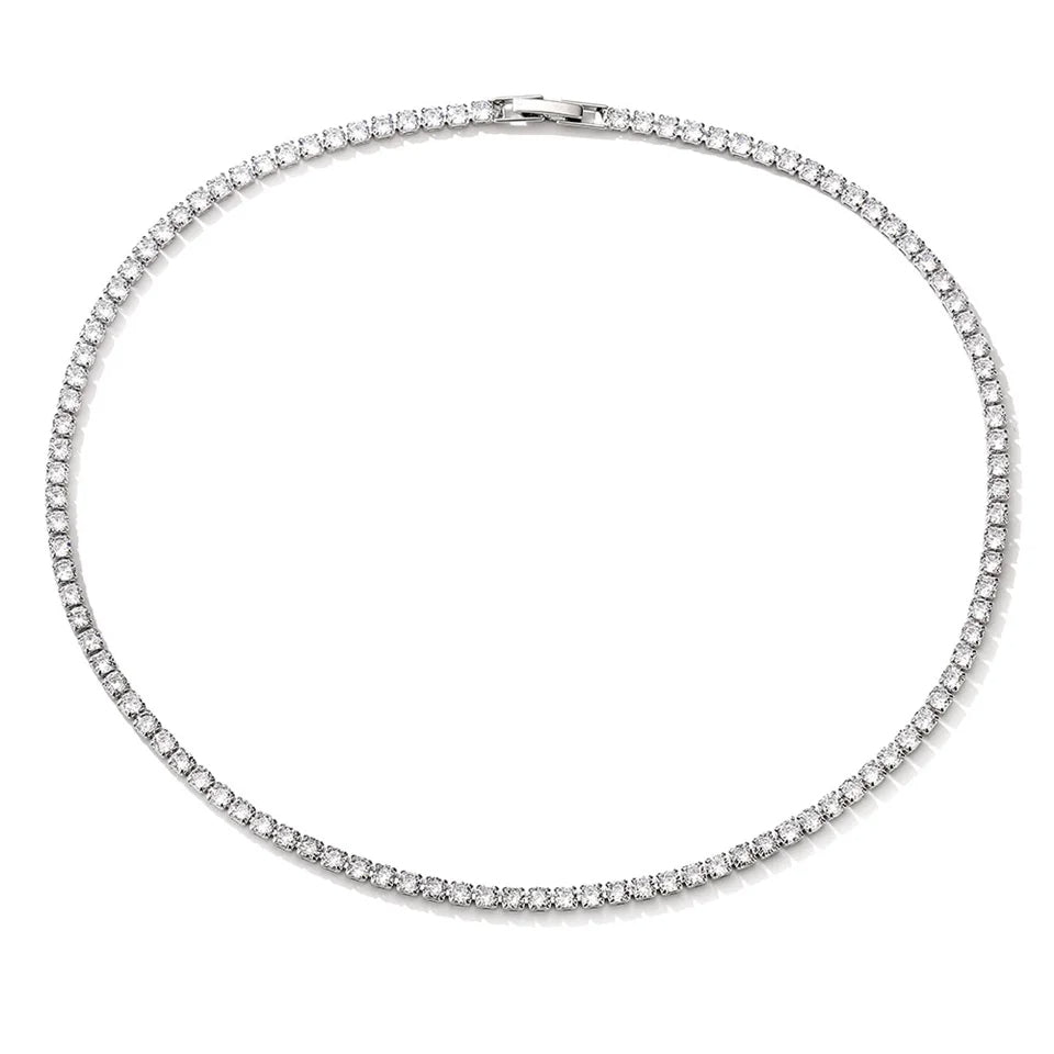 Round Cut Crystal Tennis Necklace