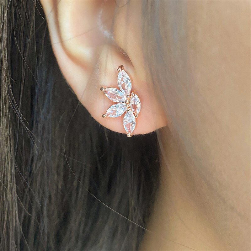 Stylish Marquise Cut Crystal Stud Earrings